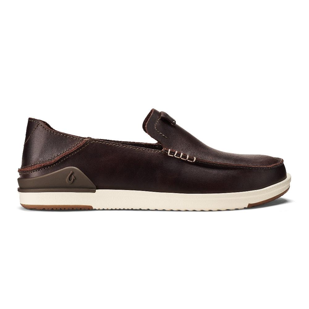 Le Bos Olukai Dark Java Kakaha Men's Leather Slip-On Shoes 10490-4848