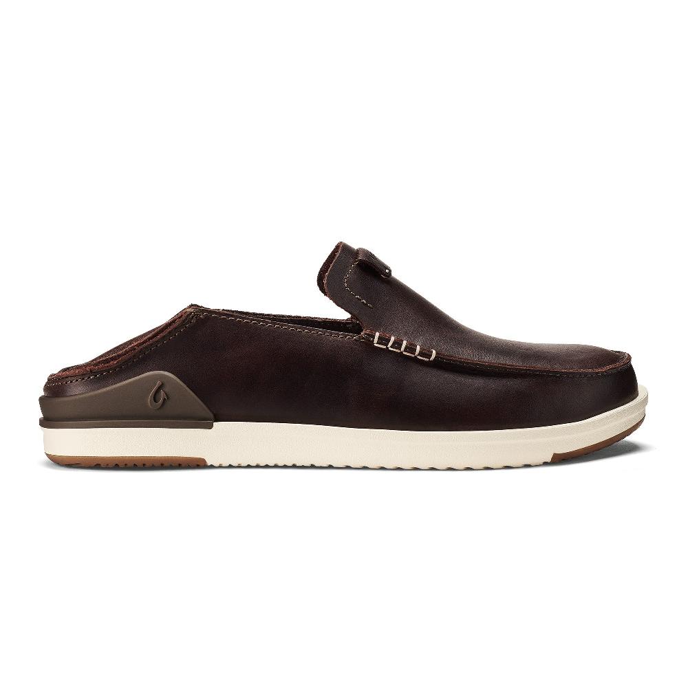 Le Bos Olukai Dark Java Kakaha Men's Leather Slip-On Shoes 10490-4848