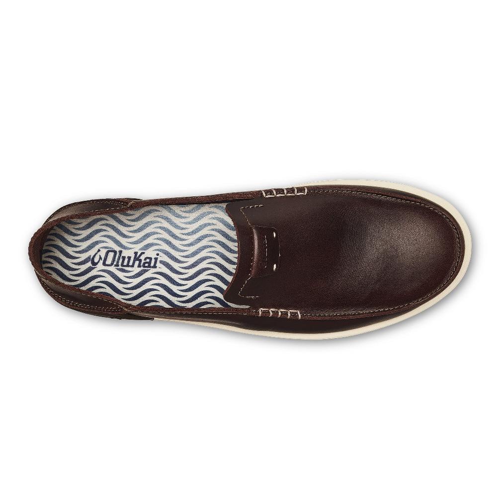 Le Bos Olukai Dark Java Kakaha Men's Leather Slip-On Shoes 10490-4848