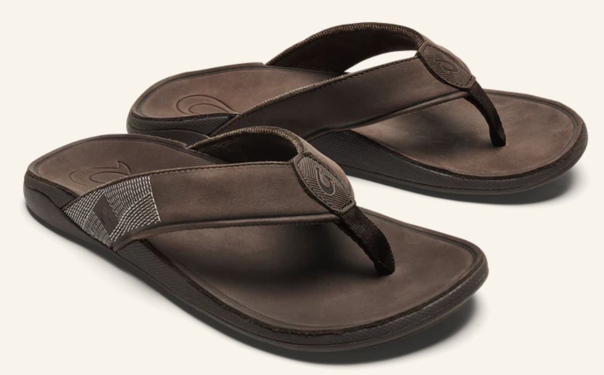 Le Bos Olukai Dark Wood Tuahine Mens Comfort Sandals 10465-6363
