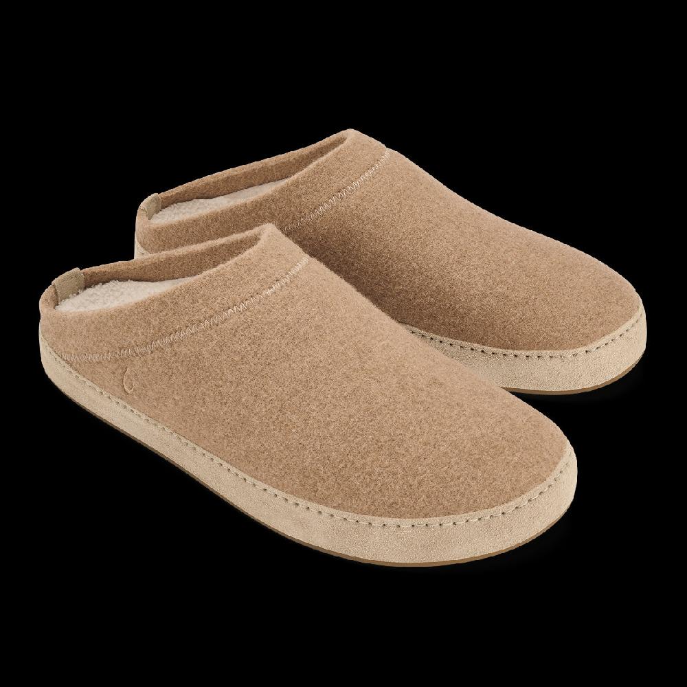 Le Bos Olukai Oatmeal Hamani Hulu Men's Wool Mule Slippers 10542-5252