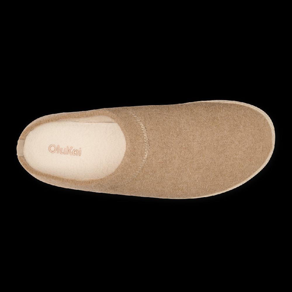 Le Bos Olukai Oatmeal Hamani Hulu Men's Wool Mule Slippers 10542-5252