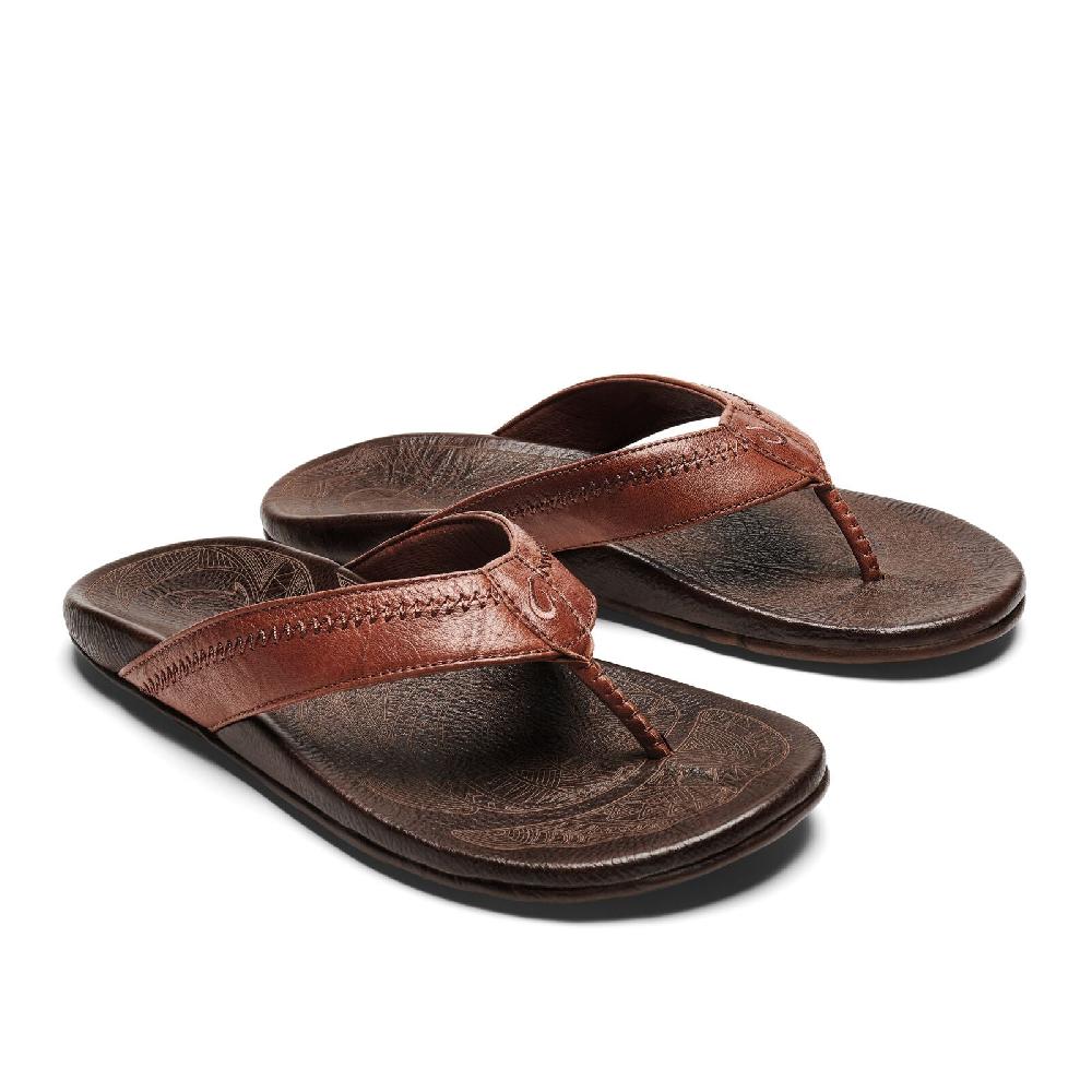 Le Bos Olukai Rum/Dark Wood Hiapo Men's Leather Beach Sandals 10101-SK63