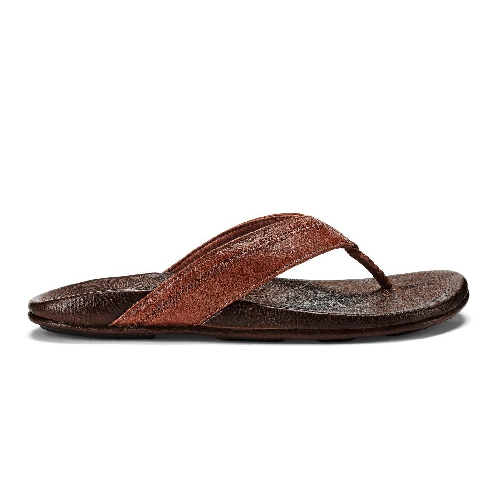 le bos Olukai Rum/Dark Wood Hiapo Men's Leather Beach Sandals 10101-SK63