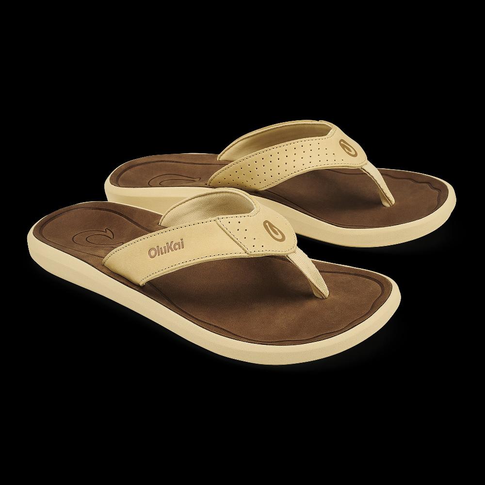 Le Bos Olukai Toasted Coconut/Tan Pili Men's Waterproof Leather Sandals 10553-TC34