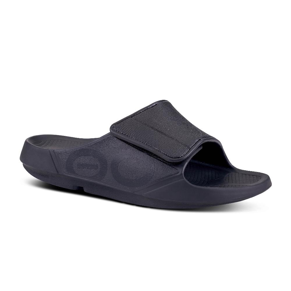 le bos OOfos Matte Black OOahh Sport Flex Women's Slide 1550-BLACK