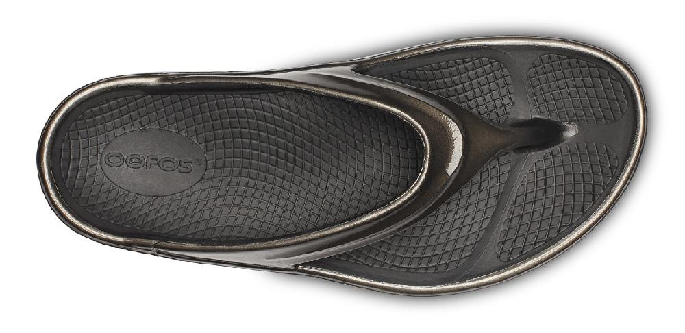 Le Bos Oofos Titanium Mirror Oomega Oolala Luxe Thong Women's Sandals 1411-TITANIUM