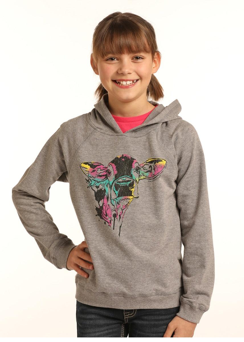le bos Panhandle Slim Multicolor Girls Cow Graphic Hoodie G4H3318