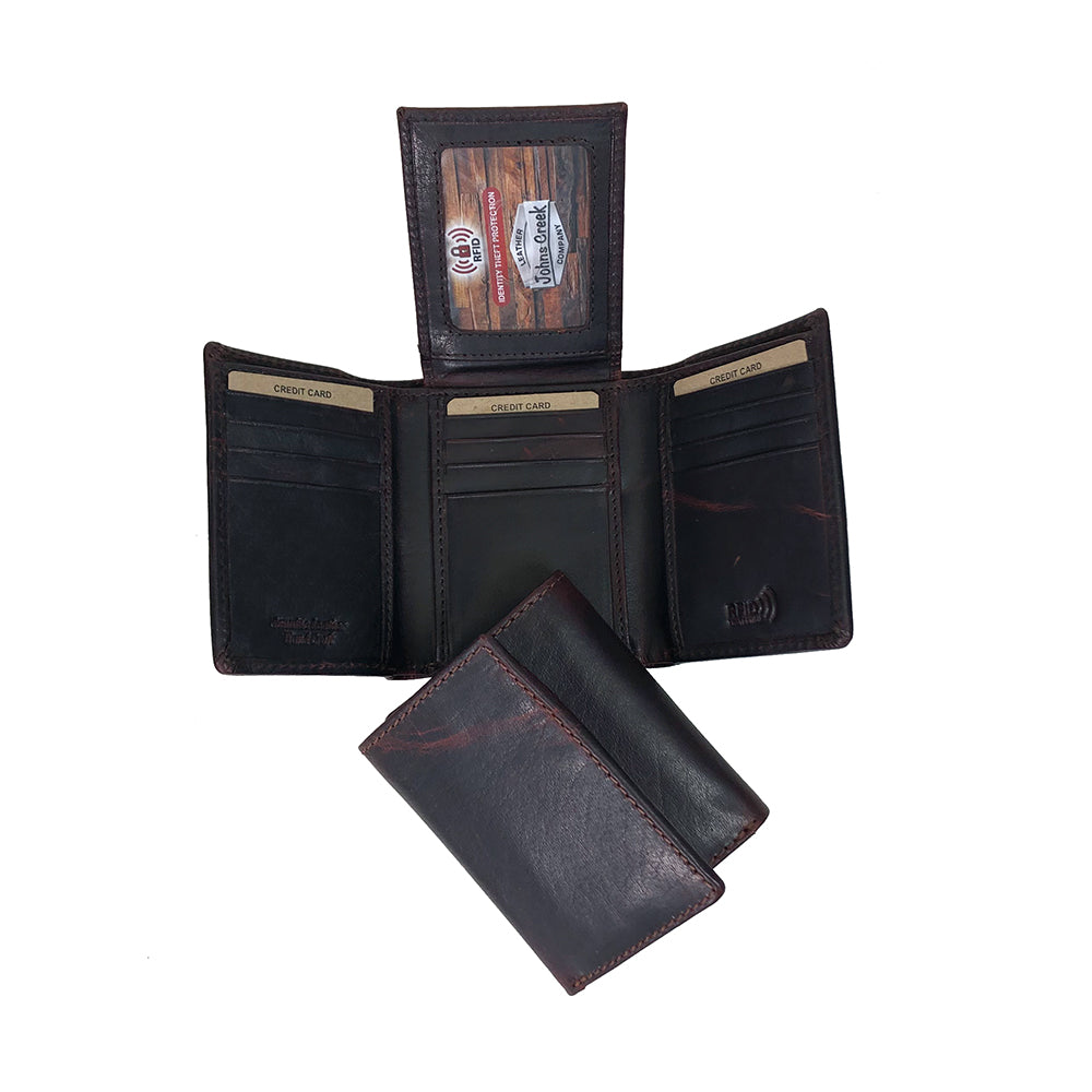 le bos Paul and Taylor Brown Genuine Buffalo Leather Men's Wallet 51388