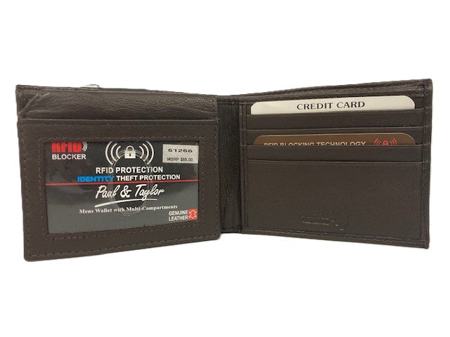 Le Bos Paul And Taylor Dark Brown RFID Blocker Bifold Wallets 51256-BR