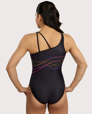 Le Bos Plum Hollywood Strappy Shoulder Swoop Leotard