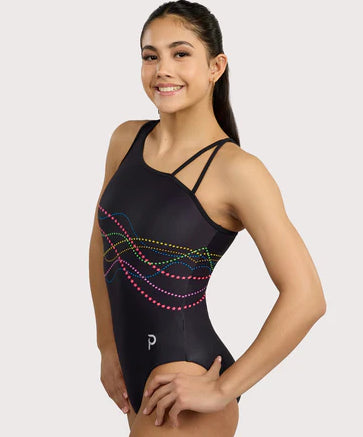 Le Bos Plum Hollywood Strappy Shoulder Swoop Leotard