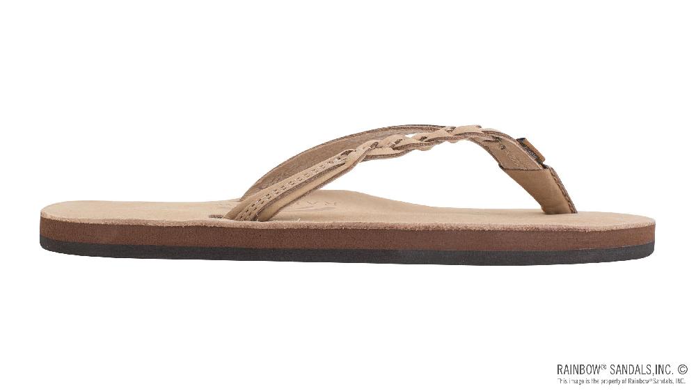 Le Bos Rainbow Flirty Braidy Sierra Brown Single Layer With Braided Strap Rainbow Womens Sandals 301ALTSB