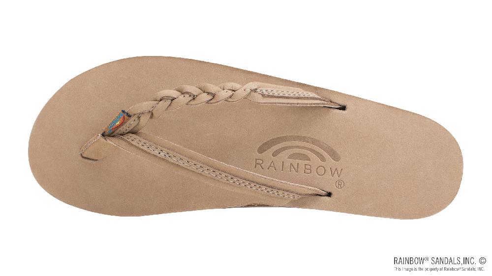 Le Bos Rainbow Flirty Braidy Sierra Brown Single Layer With Braided Strap Rainbow Womens Sandals 301ALTSB