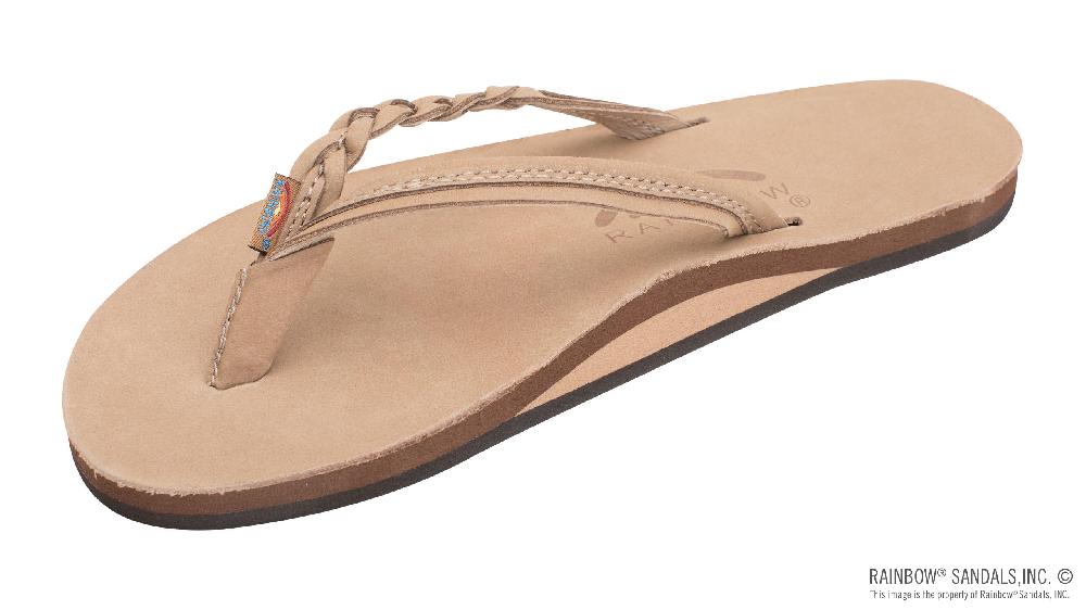le bos Rainbow Flirty Braidy Sierra Brown Single Layer With Braided Strap Rainbow Womens Sandals 301ALTSB