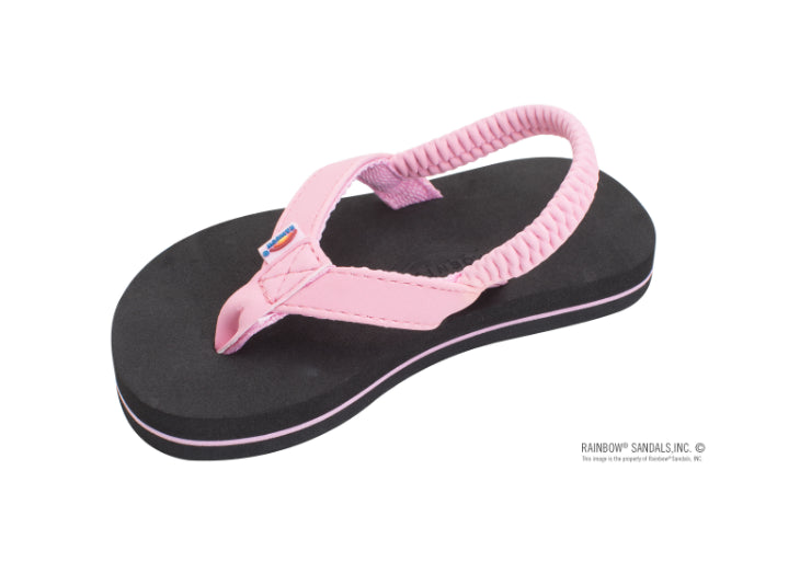 le bos Rainbow Pink Strap Grombow Soft Rubber Top Sole Children's Sandals 101ST-PINK-BLK