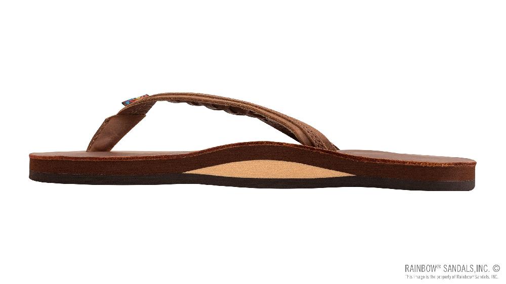 Le Bos Rainbow Redwood Flirty Braidy Single Layer Premier Leather 1/2 Inch Narrow Strap With Braid 301ALTSB-RDWD