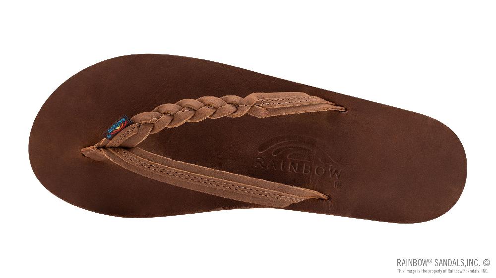 Le Bos Rainbow Redwood Flirty Braidy Single Layer Premier Leather 1/2 Inch Narrow Strap With Braid 301ALTSB-RDWD