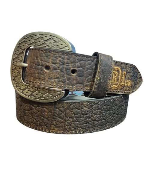 le bos Red Dirt Hat Co. Brown Bison Print Genuine Leather Belt 22227BE5