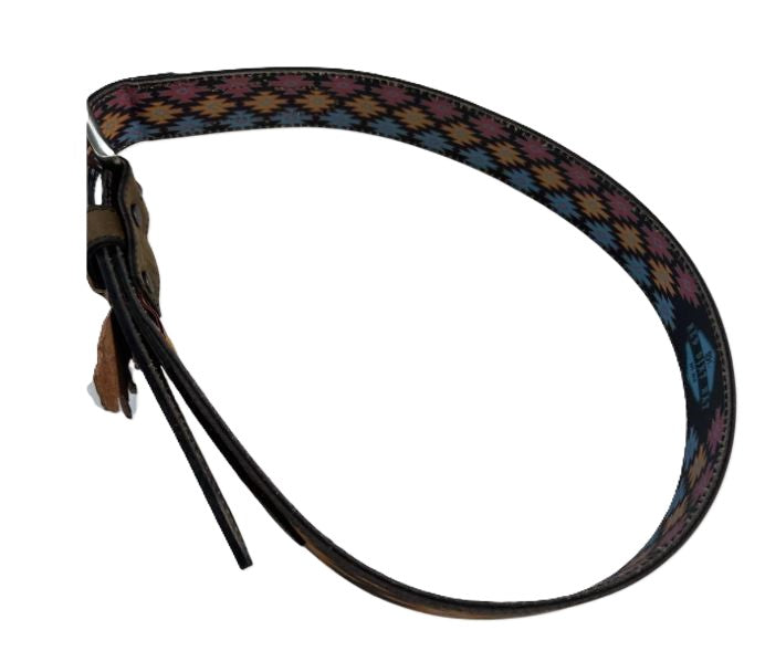 Le Bos Red Dirt Hat Co. Brown With Southwest Aztec Inspired Print Men's Leather Belt 23112BE6