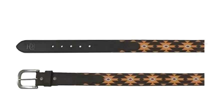 Le Bos Red Dirt Hat Co. Brown With Southwest Aztec Inspired Print Men's Leather Belt 23112BE6