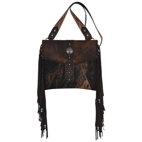 le bos Red Dirt Hat Co. Women's Hairon Leather Crossbody Bag with Fringe 24096948BLA