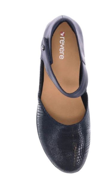 Le Bos Revere Navy Lizard Sapphire Osaka Mary Jane Womens Shoe