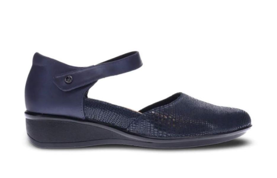 Le Bos Revere Navy Lizard Sapphire Osaka Mary Jane Womens Shoe