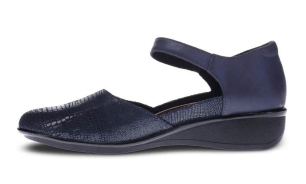 Le Bos Revere Navy Lizard Sapphire Osaka Mary Jane Womens Shoe