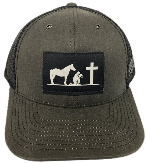 le bos Richardson 112 Charcoal/Black Prayin Cowboy Snapback Cap 112WFCHB-PRAYIN