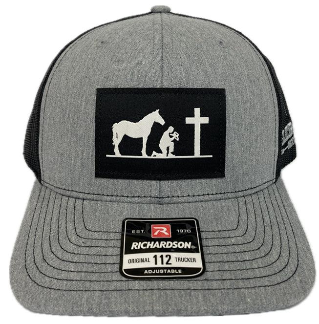 le bos Richardson 112 Heather Gray/Black Prayin' Cowboy Snapback Cap 112HGB-PRAYIN