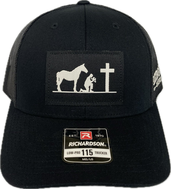 le bos Richardson 115 Black Prayin' Cowboy Snapback Cap 115B-PRAYIN