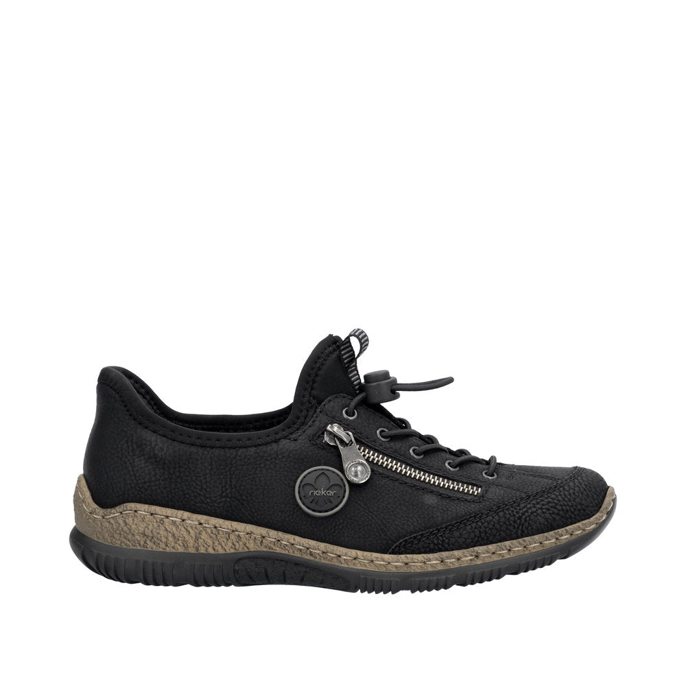 le bos Rieker Black/Black/Black Nikita 67 Women's Lace Up Shoes N3267-01