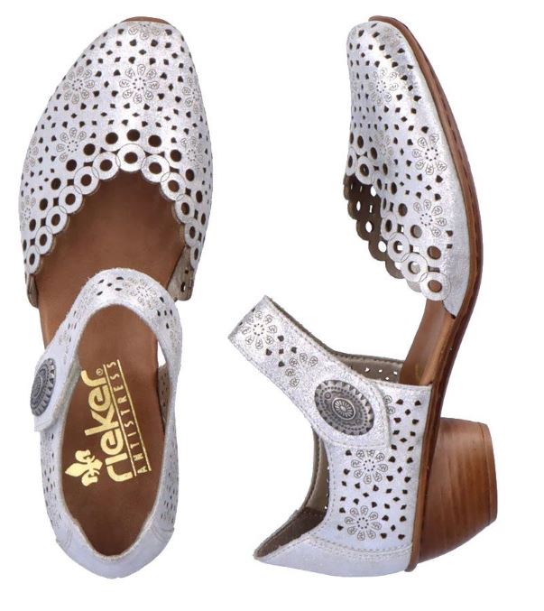 Le Bos Rieker Delphi Silver Womens Cut Out Sandals 43753-90