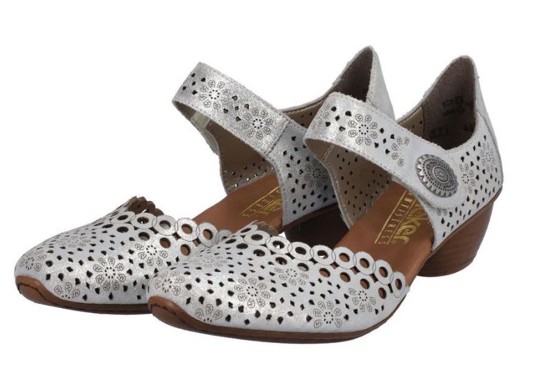 Le Bos Rieker Delphi Silver Womens Cut Out Sandals 43753-90