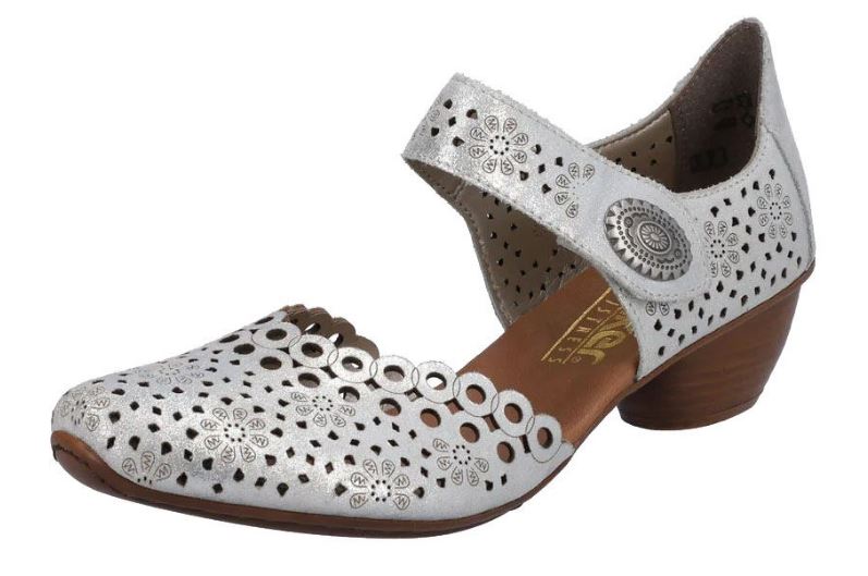 le bos Rieker Delphi Silver Womens Cut Out Sandals 43753-90