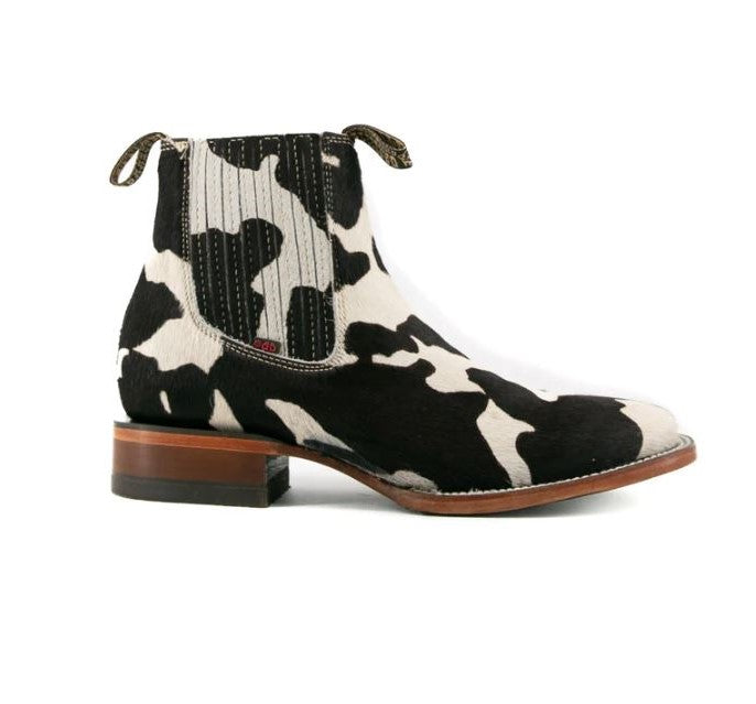le bos Rock'Em Boots Black Cow Print Bessero Cuero Pelo de Vaca Square Toe Men's Ankle Boots BES COW CHEL le bos Rock'Em Boots Black Cow Print Bessero Cuero Pelo de Vaca Square Toe Men's Ankle Boots BES COW CHEL