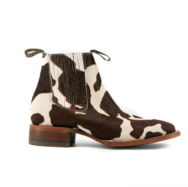 le bos Rock'em Brown Cow Print Bessero Cuero Pelo de Vaca Men's Square Toe Ankle Boots BES COW CHEL BR le bos Rock'em Brown Cow Print Bessero Cuero Pelo de Vaca Men's Square Toe Ankle Boots BES COW CHEL BR