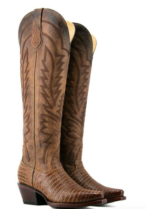 le bos Rock'Em Honey Arabella Lizard Print Tall Snipt Toe Women's Cowgirl Boots ARABELLA-HONEY