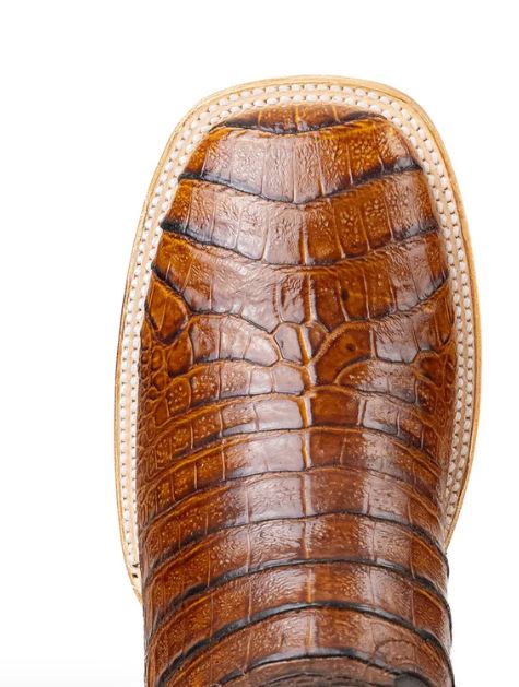 Le Bos Rock'Em Honey Jameson Belly Men's Caiman Leather Print Square Toe Cowboy Boots JAM CAIM HNT