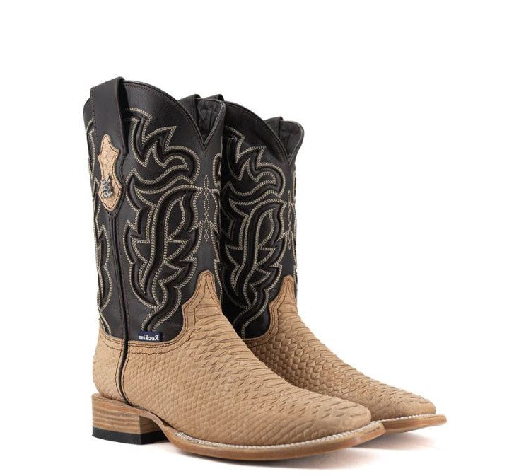 le bos Rock'Em Matte Orix Bruce Matte Python Leather Print Men's Square Toe Western Boots BRUC MAT PYT