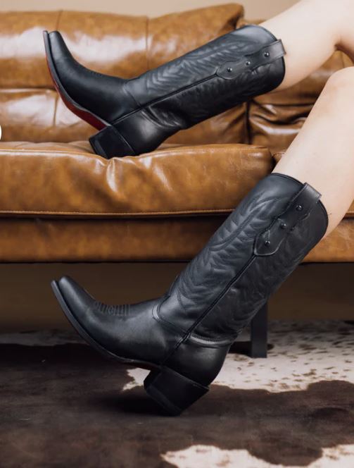 Le Bos Rock 'Em Ruby Ebano Red Sold Snip Toe Cowgirl Boots RUBY-BLACK-SNIP