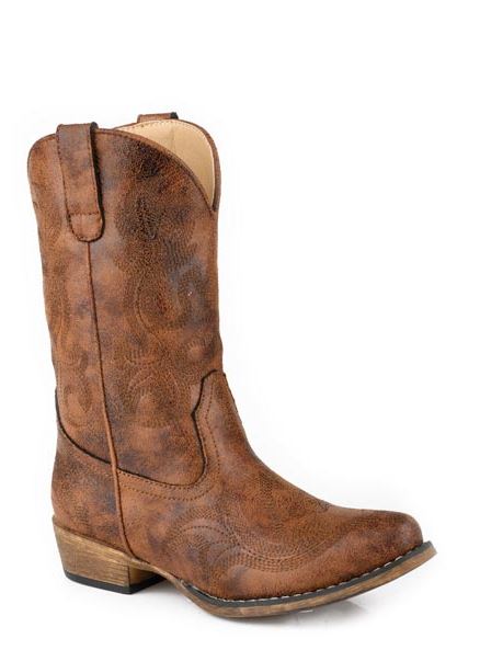 le bos Roper Cognac Riley Classic Little Kids Vintage Faux Leather Western Boots 0901801913512BR