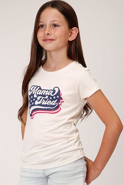 le bos Roper Cream Mama Tried Girl's Jersey Knit Short Sleeve T-Shirt 300905130434WH