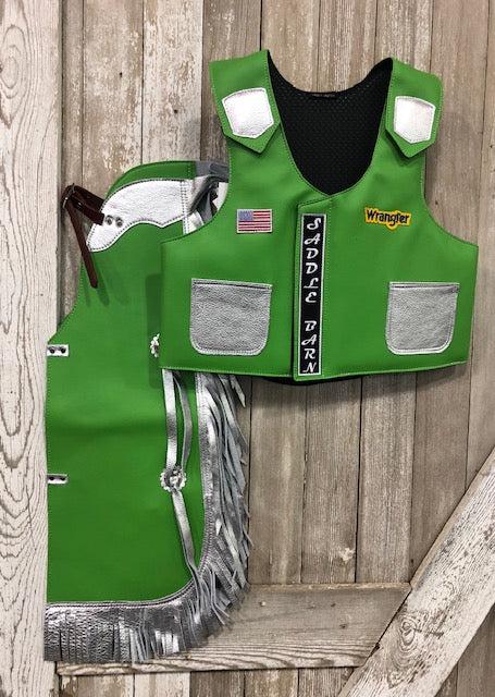 le bos Saddlebarn Junior Rodeo Chap/Vest Combo Faux Leather 27-74