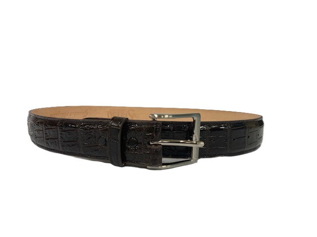 le bos Safari Exotic Leather Black Genuine Alligator Men's Belt 1006ALG-BLK