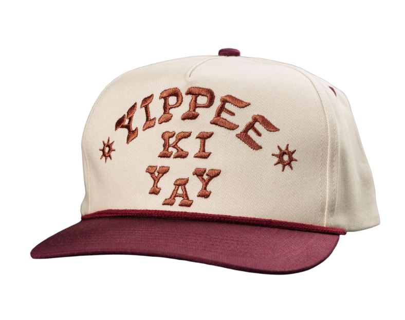 Le Bos Sendero White Yippee Ki Yay Hat With Burgundy Bill SPCH123F28