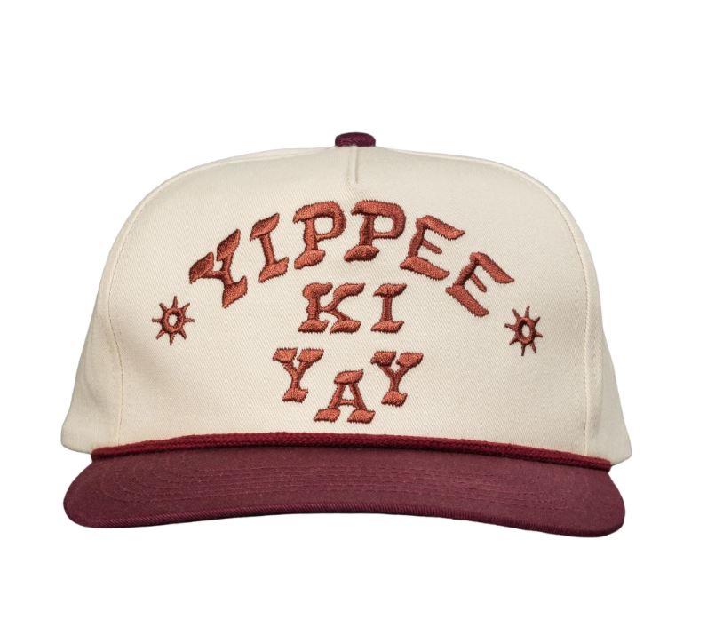 le bos Sendero White Yippee Ki Yay Hat with Burgundy Bill SPCH123F28