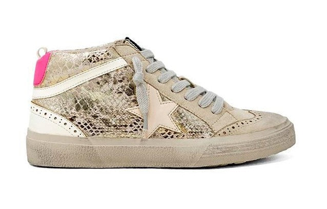 le bos ShuShop Paulina Gold Snake Toddler Sneakers 710-718