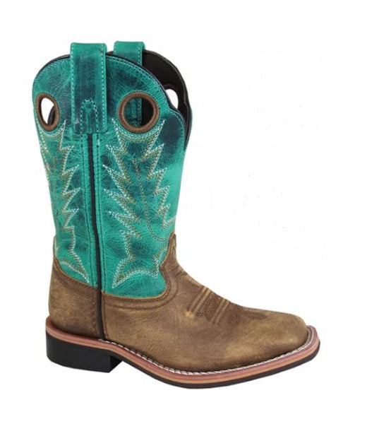 le bos Smoky Mountain Brown Distress/Turquoise Jesse Childrens Western Boots 3851C